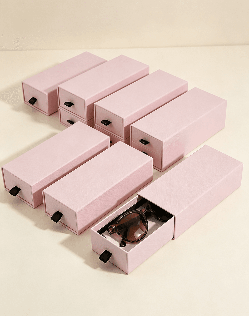 Custom Pink Sliding Drawer Box for Eyewear, Gifts and Accessories
